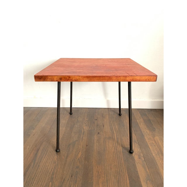 Mid-Century Modern Mid-Century Modern Swivel Top Iron Leg Table For Sale - Image 3 of 11
