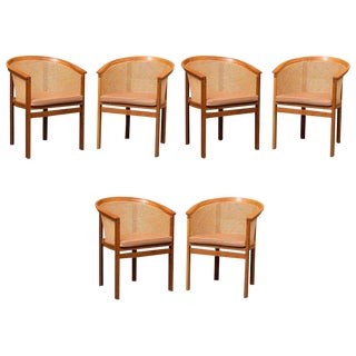 1980s Scandinavian Modern Rud Thygesen and Johnny Sørensen King Series Armchairs - Set of 6 For Sale