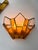 Pair of Mid-Century Modern wall lamps light lighting sconces amber and clear hammered glass and wrought iron, by the...