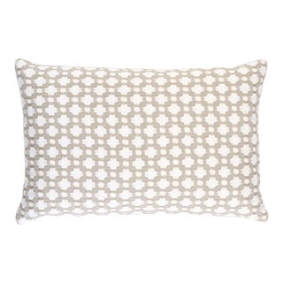 Schumacher x Celerie Kemble Betwixt Pillow 18" x 12" in Stone/White For Sale