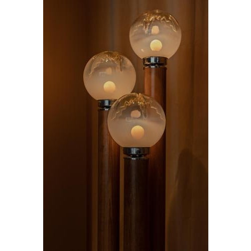 Vintage Italian lamp. Wood and chrome Murano glass shades. Mazzega style European Plug (up to 250V).The wiring of this...