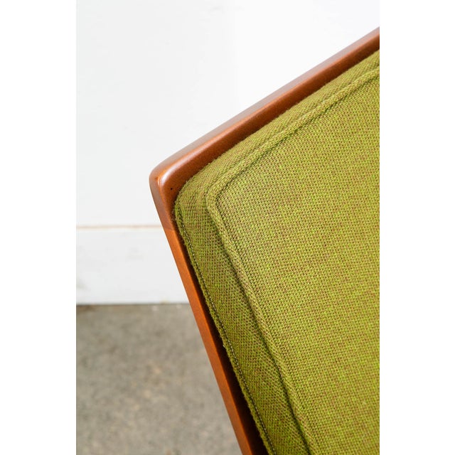 Brown 1960s Mid Century Danish Modern Lounge Chair Armchair Green Arms MCM Denmark Highback For Sale - Image 8 of 12