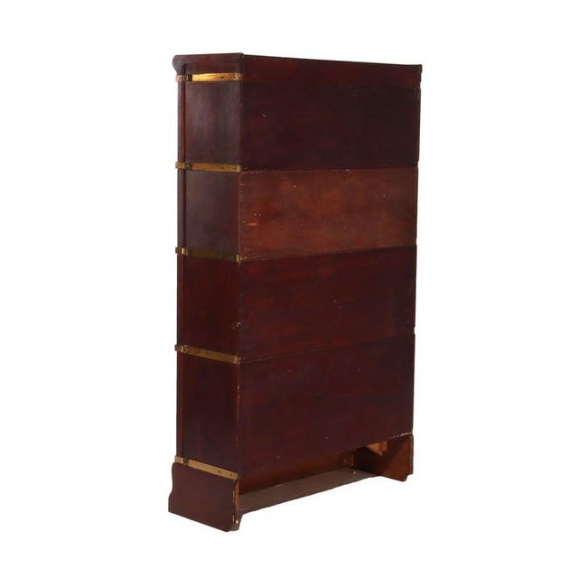 Wood Antique Globe Wernicke Arts & Crafts Mahogany 4-Stack Barrister Bookcase Circa 1920 For Sale - Image 7 of 9