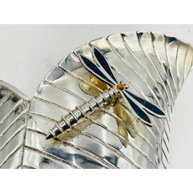 1980s Emilia Castillo Leaf-Form Silver Pitcher With Dragonfly Detail For Sale - Image 15 of 18