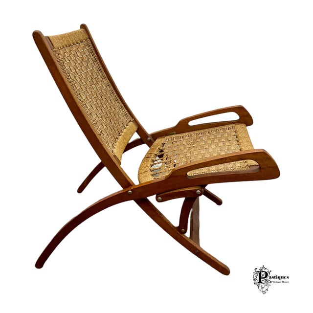 Vintage Hans Werner Danish Mid Century Modern Style Walnut & Rope