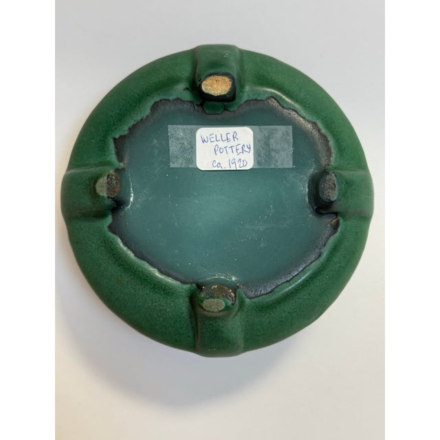 Green Early 20th C. Weller Matte Green Buttress-Footed Arts & Crafts Pottery Vessel For Sale - Image 8 of 9