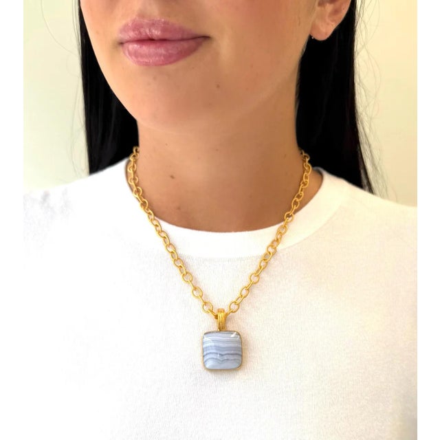 Choose the 2 pc. Necklace or enhancer only. Enhancer is crafted from blue lace agate and has an opening bail so both...