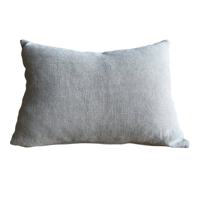 Stone Washed Linen Lumbar Pillow With Down Insert For Sale