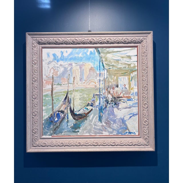Venice russian art landscape with gondolas in venice georgij moroz (dneprodzerzinsk, ucraina, 1937 - st. Petersburg, 2015)...