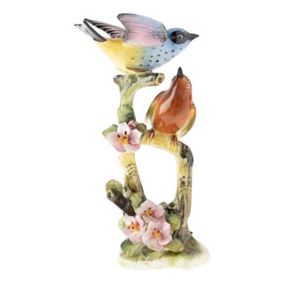 Hand Painted Porcelain Ceramic Bird Sculpture Group from Royal Adderley For Sale