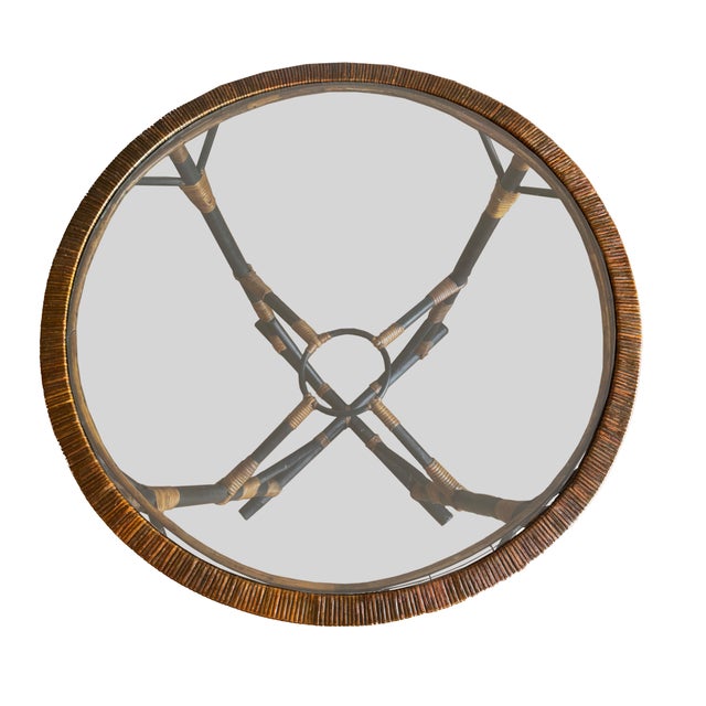 Mid-Century Style Bamboo and Woven Rattan Side Table For Sale In Phoenix - Image 6 of 9