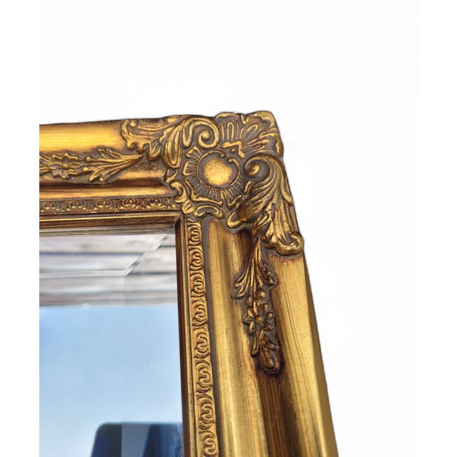 Antique French Louis XV Rococo Revival Facet-Cut Wall Mirror with Ornate Giltwood Frame, 1900s For Sale - Image 5 of 12