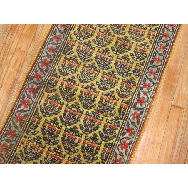 Late 20th Century Narrow Paisley Yellow Antique Runner For Sale - Image 5 of 6