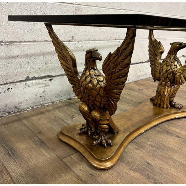 Vintage Italian Made Regency Neoclassical Style Glass Top Coffee Cocktail Table For Sale - Image 9 of 15