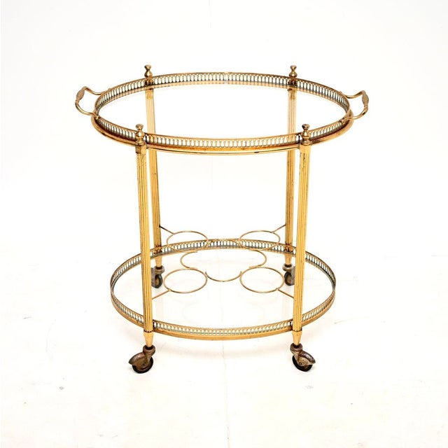 A beautiful vintage French brass drinks trolley. This was recently imported from France, it dates from the 1960’s. It is...