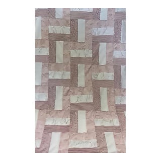 Handmade Luxury Patchwork Minky Blanket | Blush Pink & Ivory | One of a Kind Plush Throw For Sale