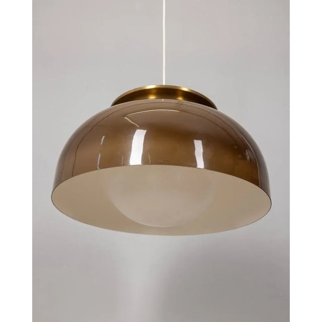 Brown Vintage Pendant Light in Brown Plastic by Luigi Massoni for Harwey Guzzini, 1970s For Sale - Image 8 of 8