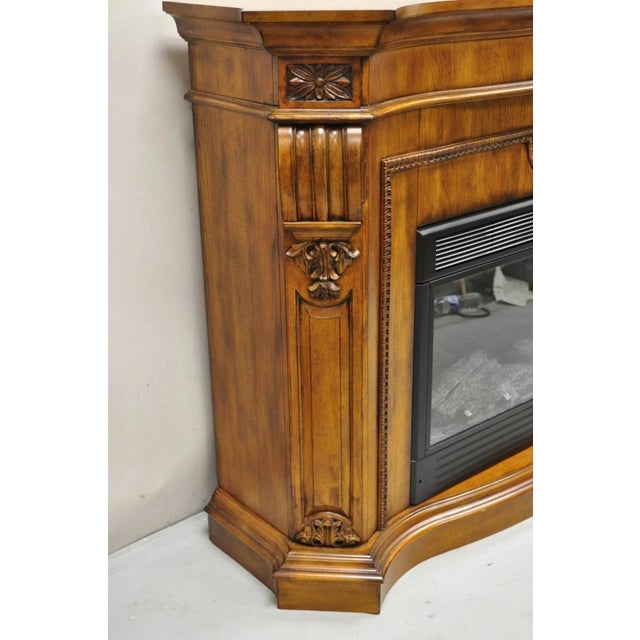 Early 21st Century Twin Star International 62" Cherry Wood Empire Style Heater Tv Stand Fireplace For Sale - Image 5 of 11