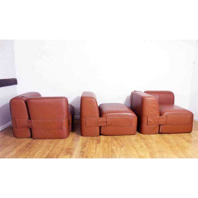 Leather Model 932 Modular Sofa by Mario Bellini for Cassina, 1960s, Set of 3 For Sale - Image 17 of 18