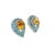 Art Deco Pear Shape Citrine and Blue Topaz Stud Earrings in 925 Silver, 2 Pieces For Sale - Image 3 of 5