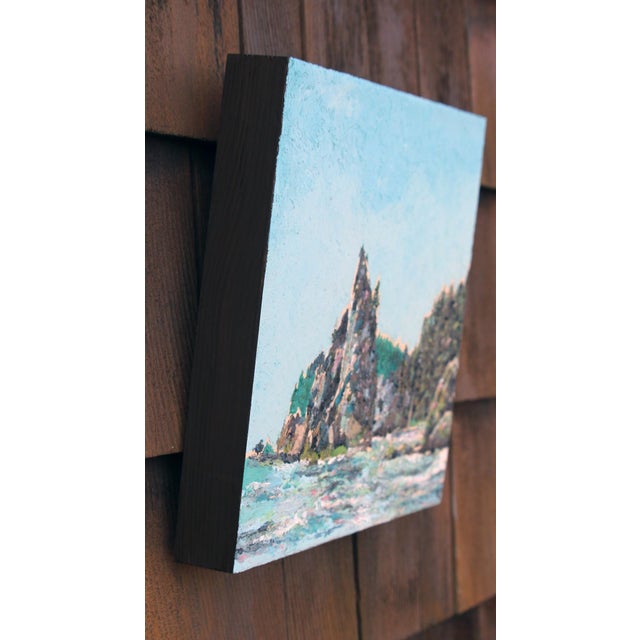 Contemporary Rialto Beach II, WA by Carrie Goller | Oil and Cold Wax on Wood Panel Coastal landscape with rock formations. For Sale - Image 3 of 3