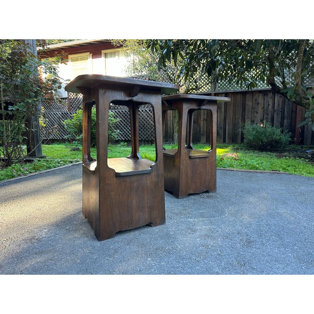 Attributed to Charles Limbert Oak Pagoda Tabouret Side table original aka "fern tables" used in solariums! Use yours...