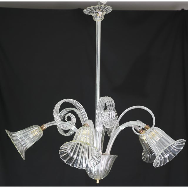 Amazing Art Decò Murano Glass Chandelier 5 Light, 1950 For Sale - Image 15 of 18
