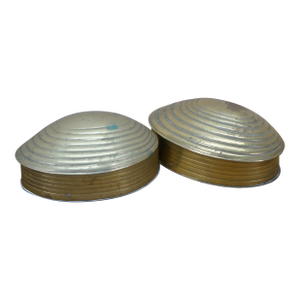 Mid 20th Century 2 Brass Nautical Beach Clam Sea Shell Keepsake Trinket Boxes Compotes 5"