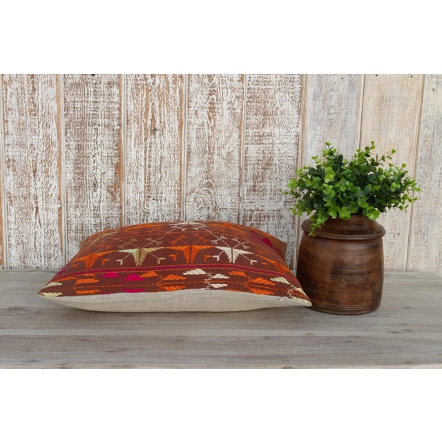 Palak Antique Indian Folk Lumbar Pillow For Sale In Los Angeles - Image 6 of 9