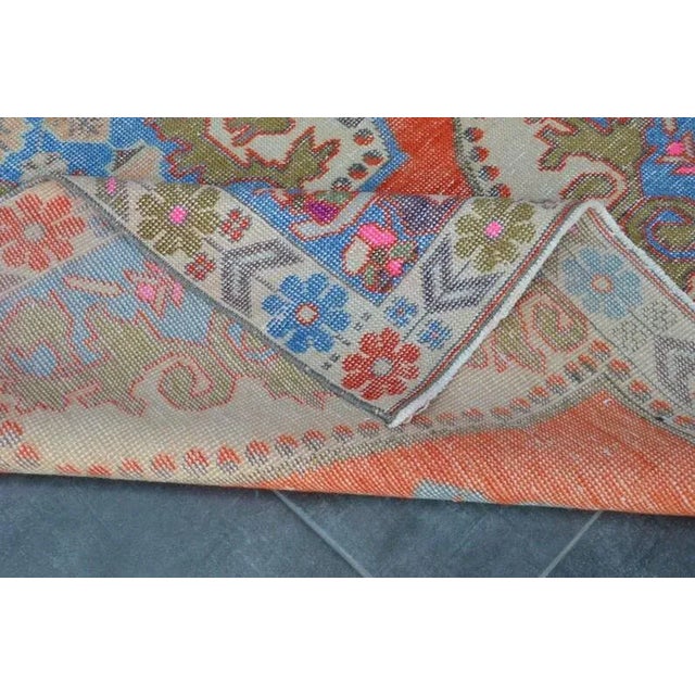 1960s Red and Blue Vintage Rug For Sale - Image 9 of 11