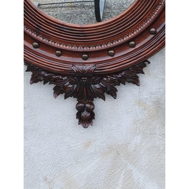 Brown 1940s American Federal Eagle Hand Carved Mahogany Wall Mirror Large For Sale - Image 8 of 15