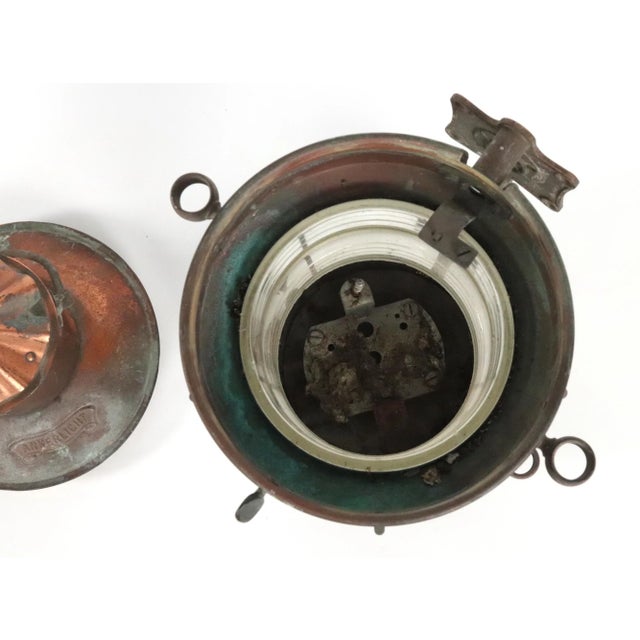 Early 20th Century DHR Holland Ankerlight Copper & Glass Ship Lantern For Sale - Image 10 of 12