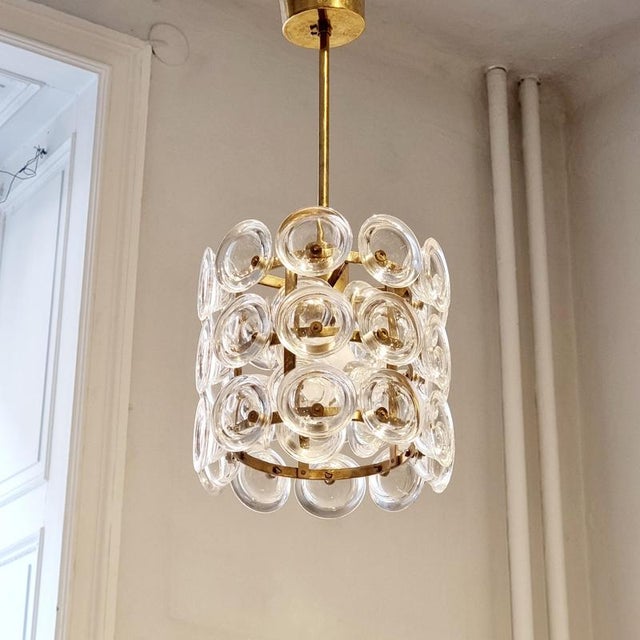 Orrefors Glass and Brass Pendant by Carl Fagerlund, 1890s For Sale - Image 4 of 6