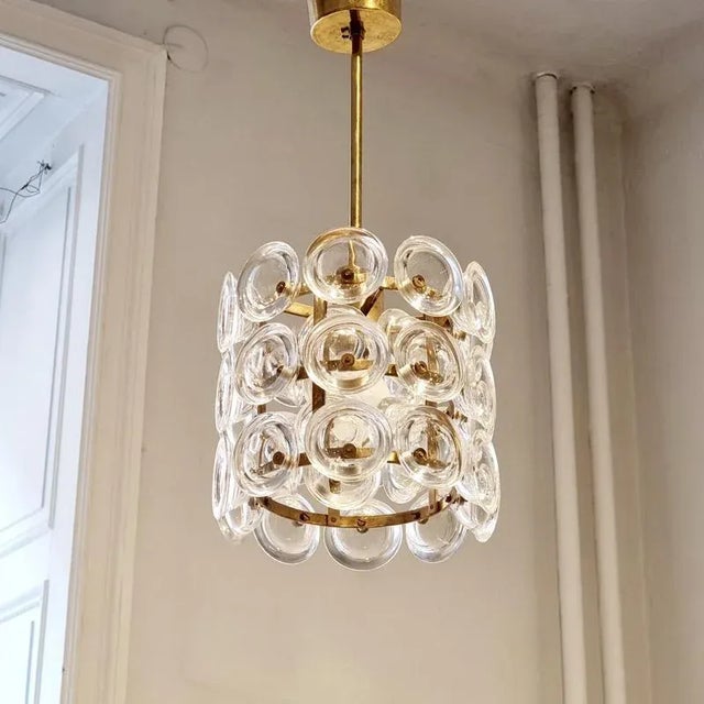 Orrefors Glass and Brass Pendant by Carl Fagerlund, 1950s For Sale - Image 4 of 6