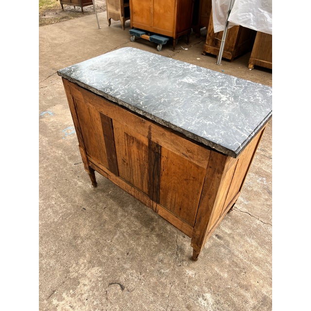 Brass French 18th Century Louis XVI Marble Top Bleached Walnut Commode For Sale - Image 8 of 12