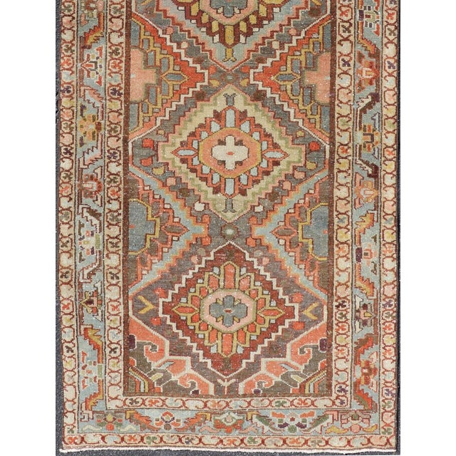 Measures: 3'8 x 10'4 Antique Persian Bakhtiari Runner with Geometric Medallions in Taupe and Rust. Keivan Woven Arts/...