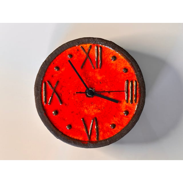 Brutalist Ceramic Wall Clock with Junghans Movement from Krösselbach, Germany, 1960s For Sale - Image 10 of 12