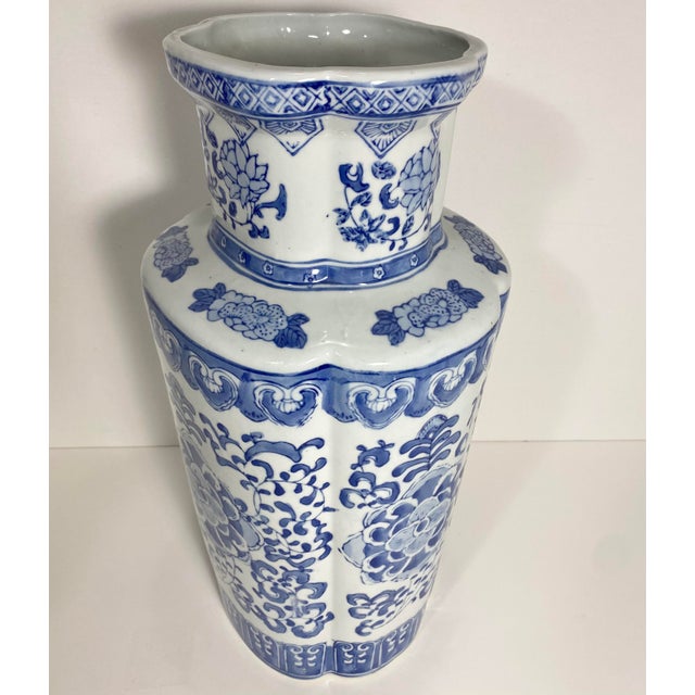 1970s Blue & White Chinese Umbrella Stand Chairish