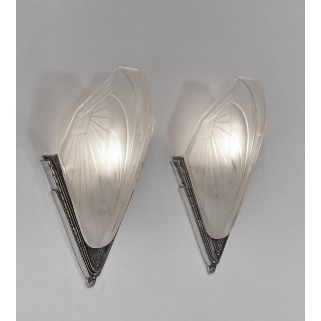 Art Deco French Art Deco Wall Sconces by Jean Gauthier & A. Bloch 1920s France - A Pair For Sale - Image 3 of 12