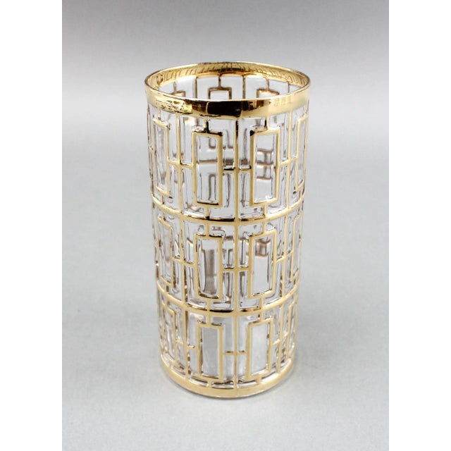 Mid-Century Modern Vintage Imperial Glass Shoji Trellis 22k Gold Highball Glasses Tumblers- Set of 4 For Sale - Image 3 of 7