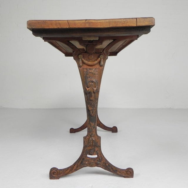 Art Deco Bistro Table with Oak Top on Cast Iron Base, 1930s For Sale - Image 14 of 18