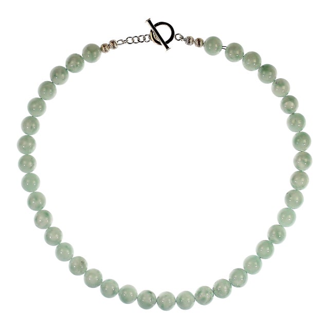 Ajd 18 Inch Soft Green Peruvian Angelite Necklace For Sale