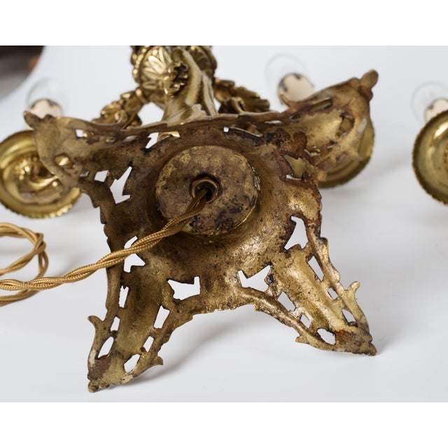 1930s Brass Cherub Candelabra Style Table Lamp - A Pair For Sale - Image 10 of 11