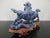 Chinese Chinese Carved Lapis Lazuli 2 Foo Dog Playing Figurine on Wood Stand For Sale - Image 3 of 12