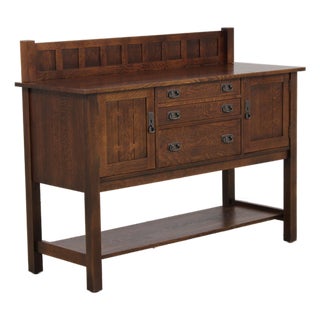 Stickley Mission Oak Arts & Crafts Sideboard W. Backsplash For Sale