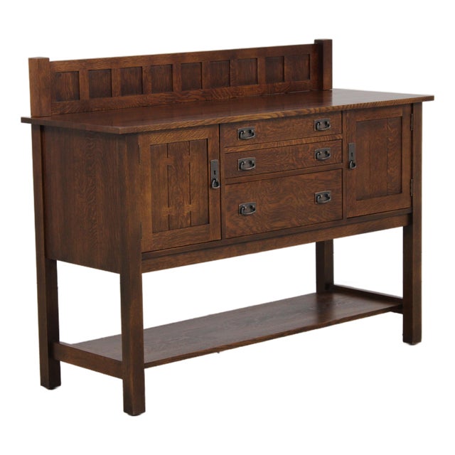 Stickley Mission Oak Arts & Crafts Sideboard W. Backsplash For Sale