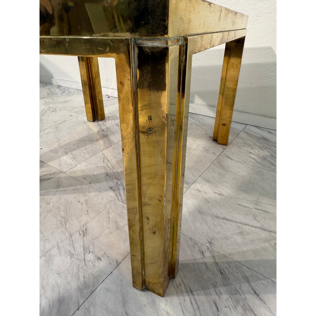 1970s Attributed to Set of Three Romeo Rega Brass and Smoked Glass Coffee Tables, Italy, 1970s For Sale - Image 5 of 8