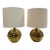 1970s Brass Ribbed Base Table Lamps With Drum Shades - a Pair For Sale