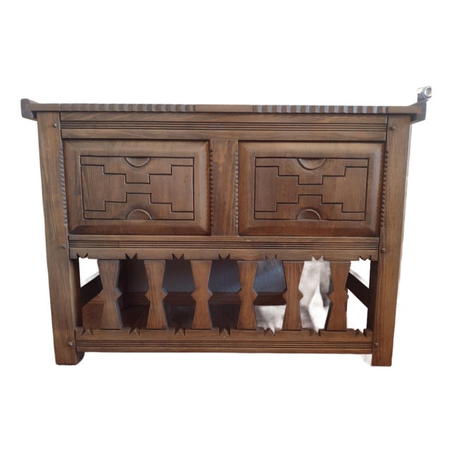 Ernest Thompson Santa Fe - Southwestern Carved Wood Storage Chest / Blanket Chest For Sale