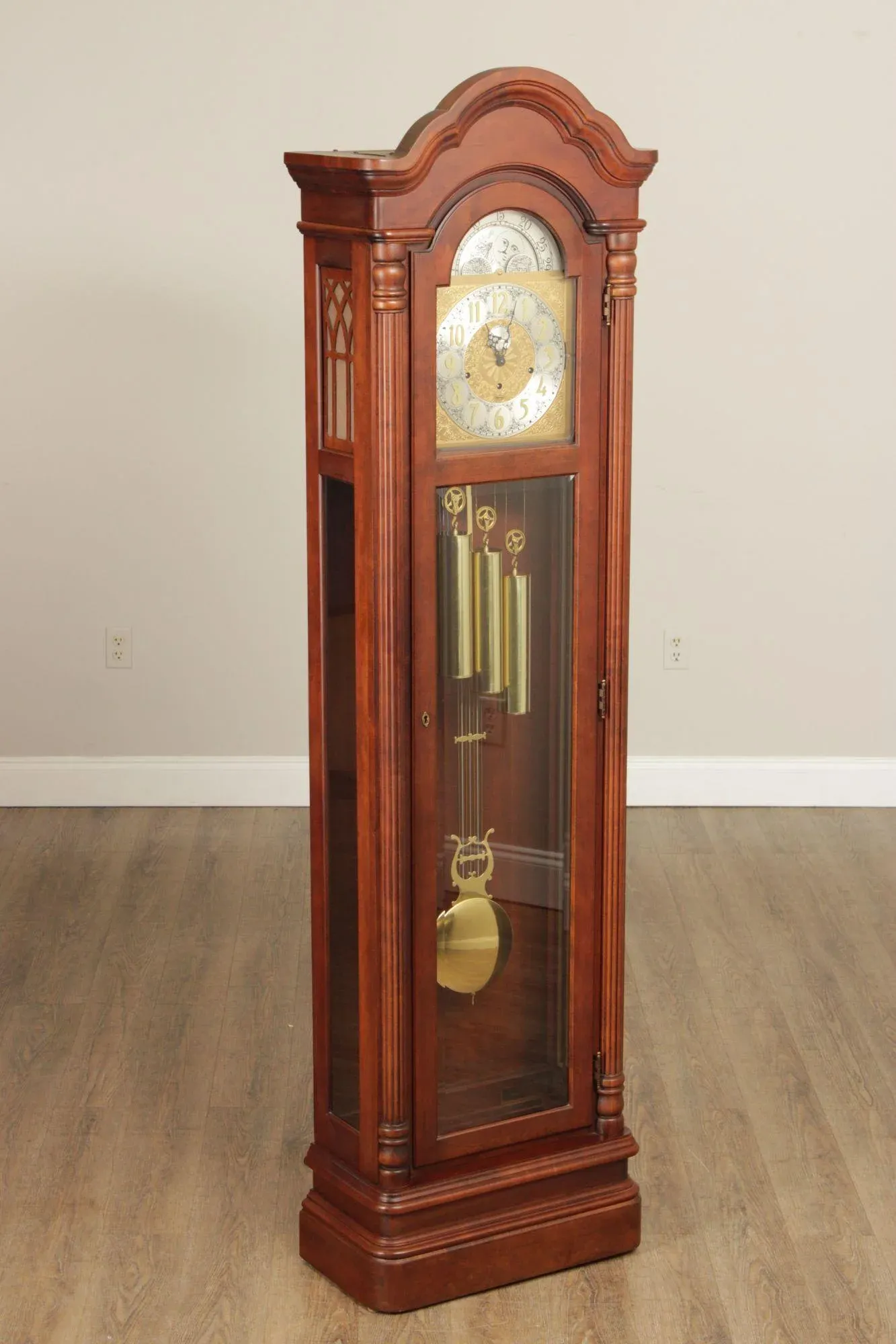 1990s Ridgeway Traditional Cherry Grandfather Clock | Chairish
